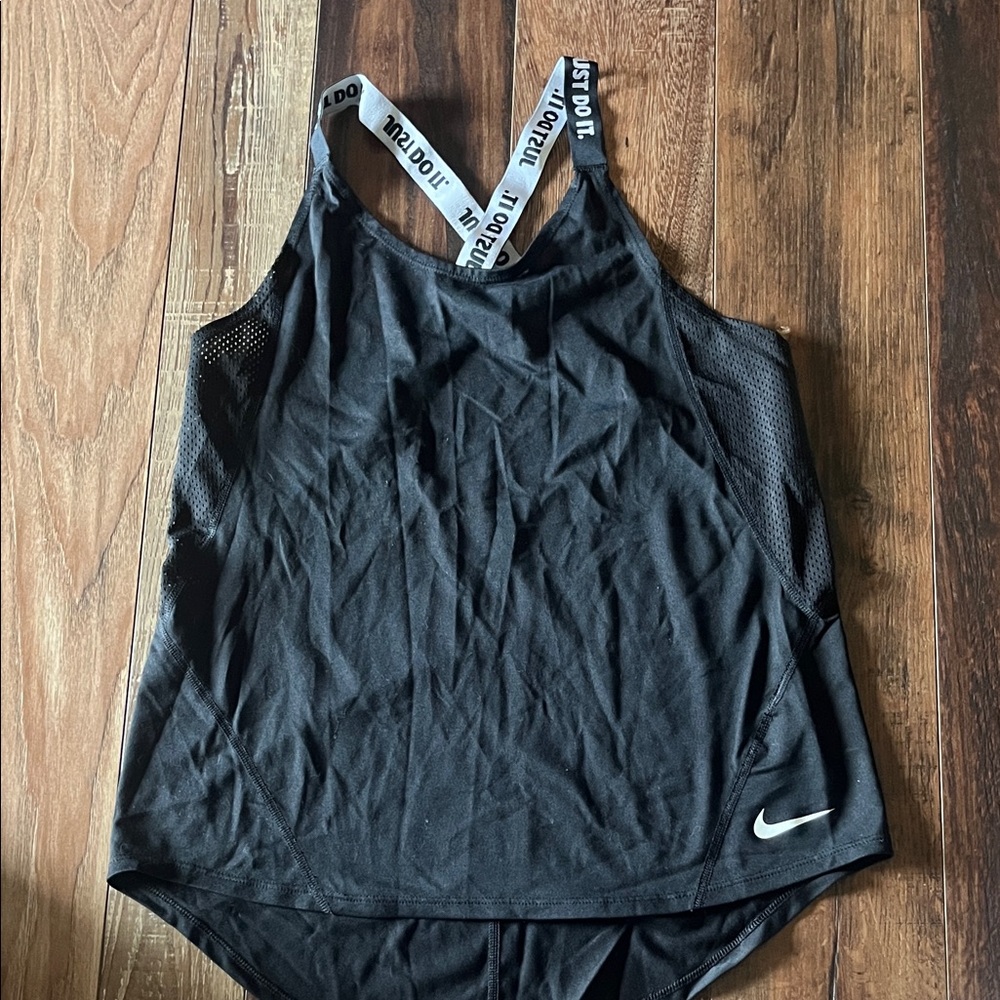 Nike Black Mesh Tank with Logo Straps